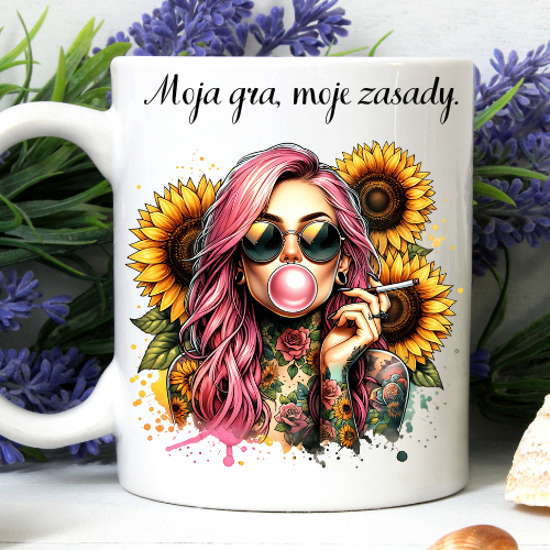 Kubek 330 ml „Moja gra, moje zasady” – prezent dla niezależnej kobiety