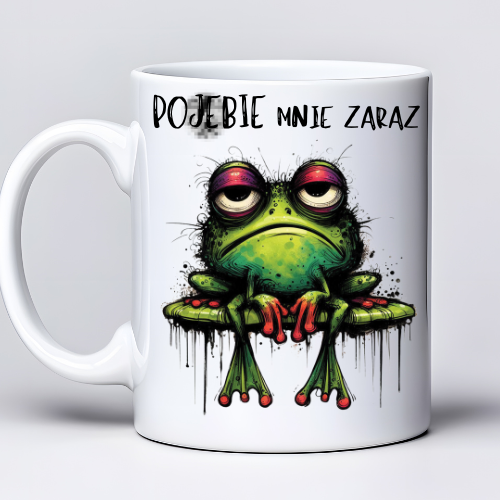 Kubek z nadrukiem 330 ml z żabą i napisem „Poj***e mnie zaraz”