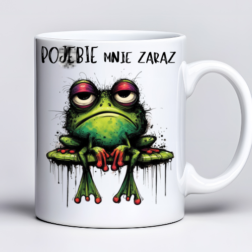 Kubek z nadrukiem 330 ml z żabą i napisem „Poj***e mnie zaraz”
