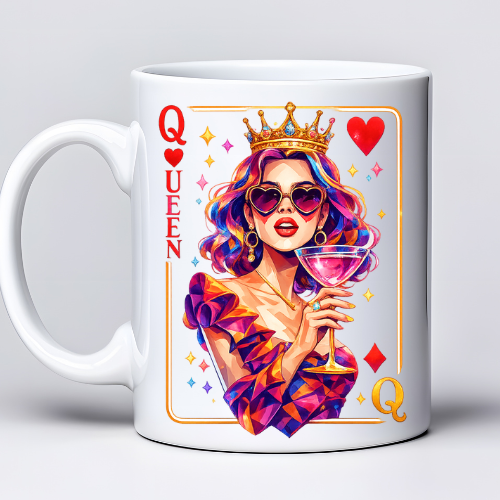 Kubek 330 ml z grafiką Królowa / Queen – prezent na Dzień Kobiet dla wyjątkowej kobiety