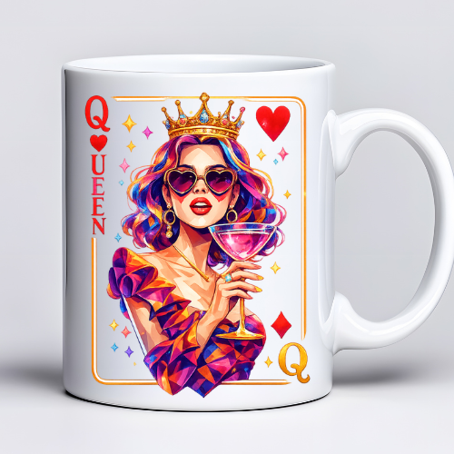 Kubek 330 ml z grafiką Królowa / Queen – prezent na Dzień Kobiet dla wyjątkowej kobiety